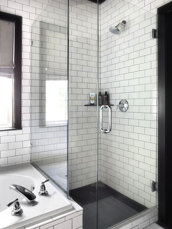 White Tile Bathroom Shower
 Black and White Shower Tiles Contemporary bathroom HGTV