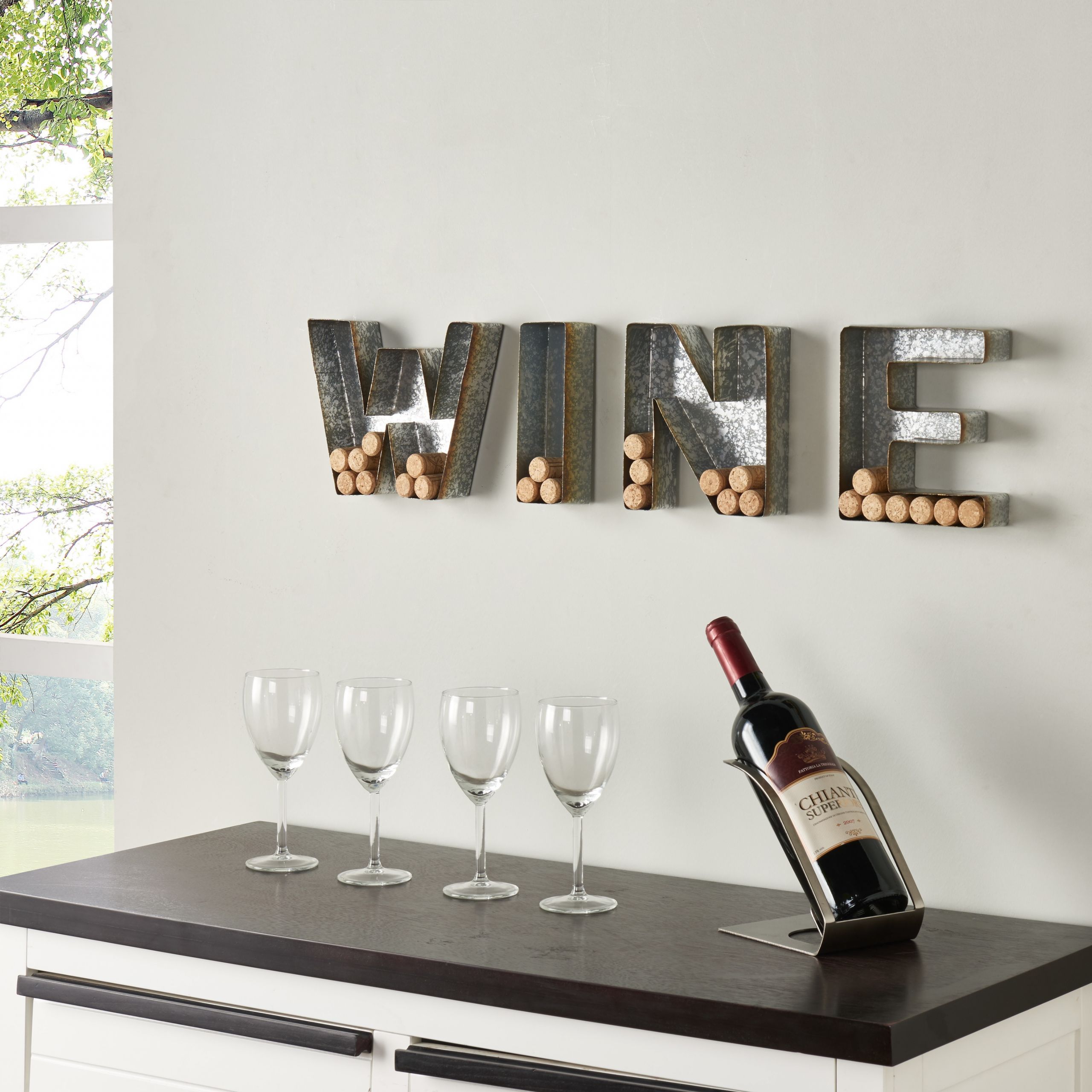 Wine Wall Decor For Kitchen
 WINE Wall Decor Cork Holder Metal Home Bar Kitchen Rustic