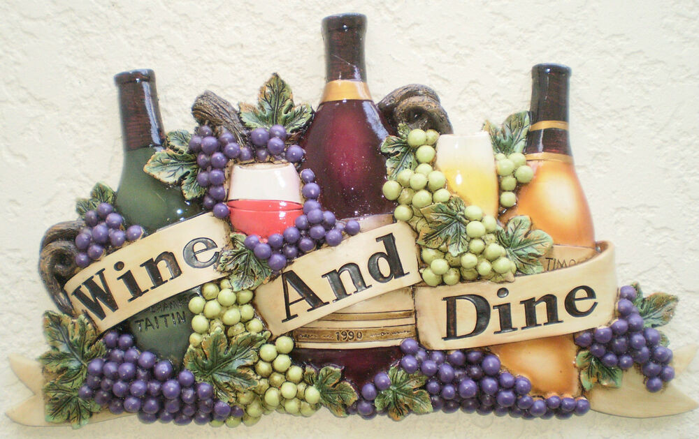 Wine Wall Decor For Kitchen
 NEW "Wine and Dine" Bottles Decorative Wall Plaque Wine