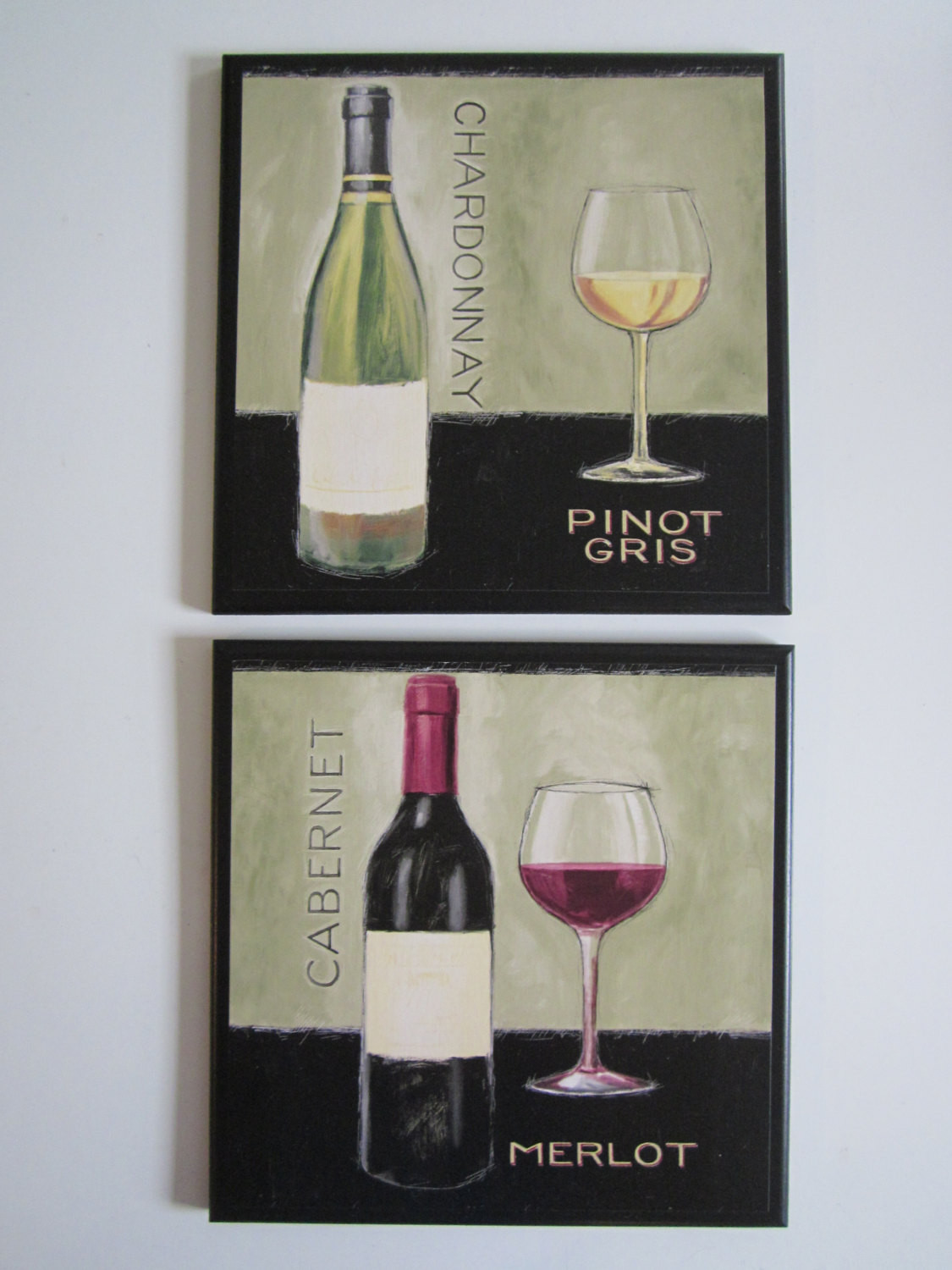 Wine Wall Decor For Kitchen
 Wine Theme Kitchen Wall Decor Plaques set of 2 moss green