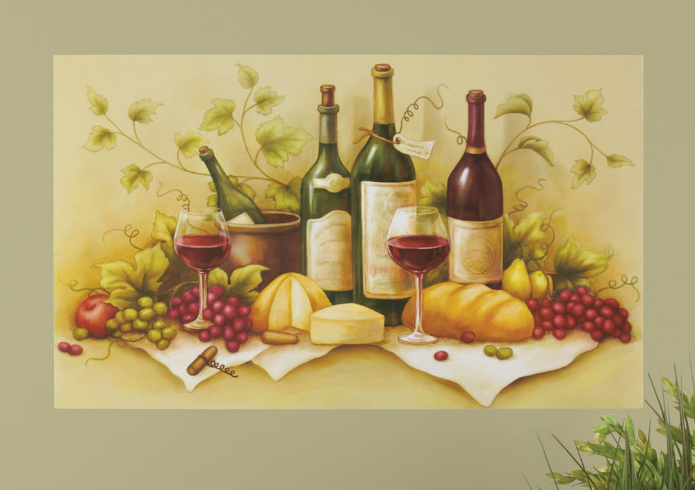 Wine Wall Decor For Kitchen
 Removable Vineyard Wall Decal Grapes Wine Bottles Kitchen