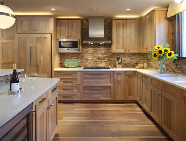 Wood Backsplash Kitchen
 contemporary kitchen