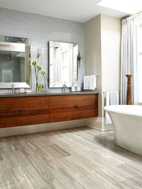 Wood Tile In Bathrooms
 Bathroom With Wood Tile Floor Home Decorating Ideas