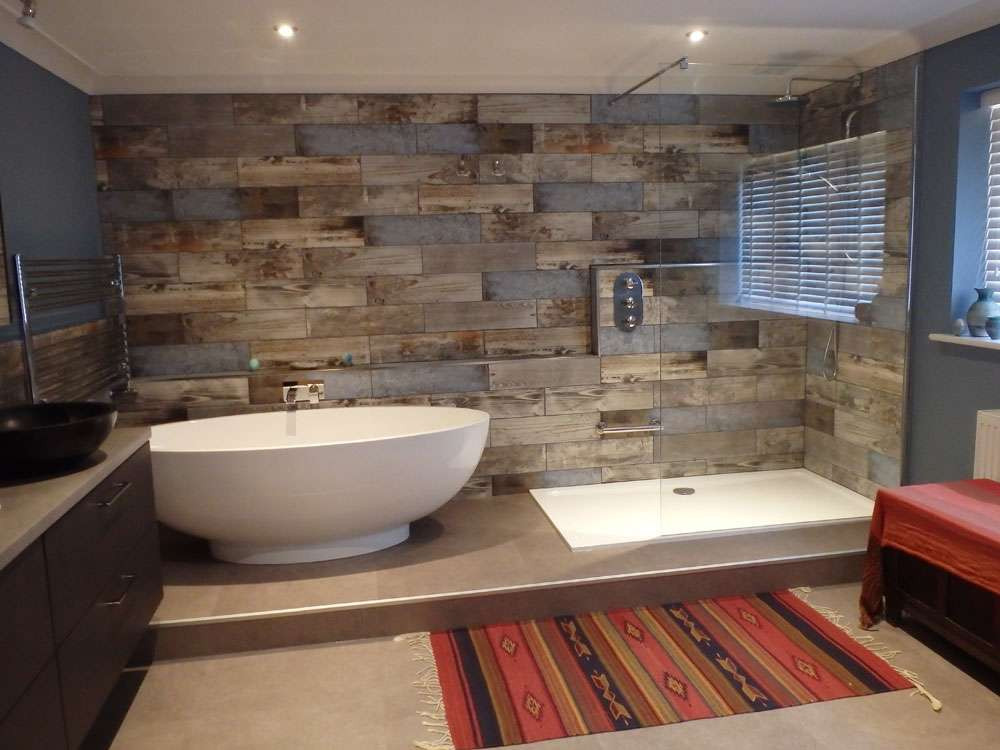 Wood Tile In Bathrooms
 Reclaimed Wood Rachel s Bathroom Transformation Walls