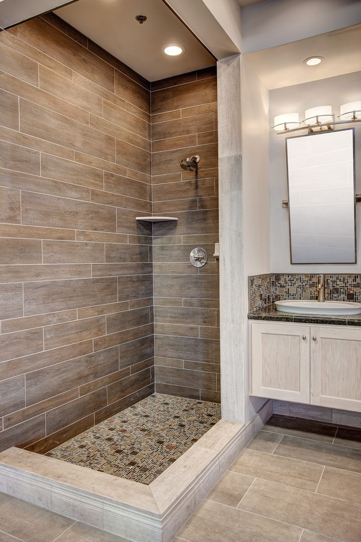 Wood Tiled Bathroom
 modern shower with wood tile …
