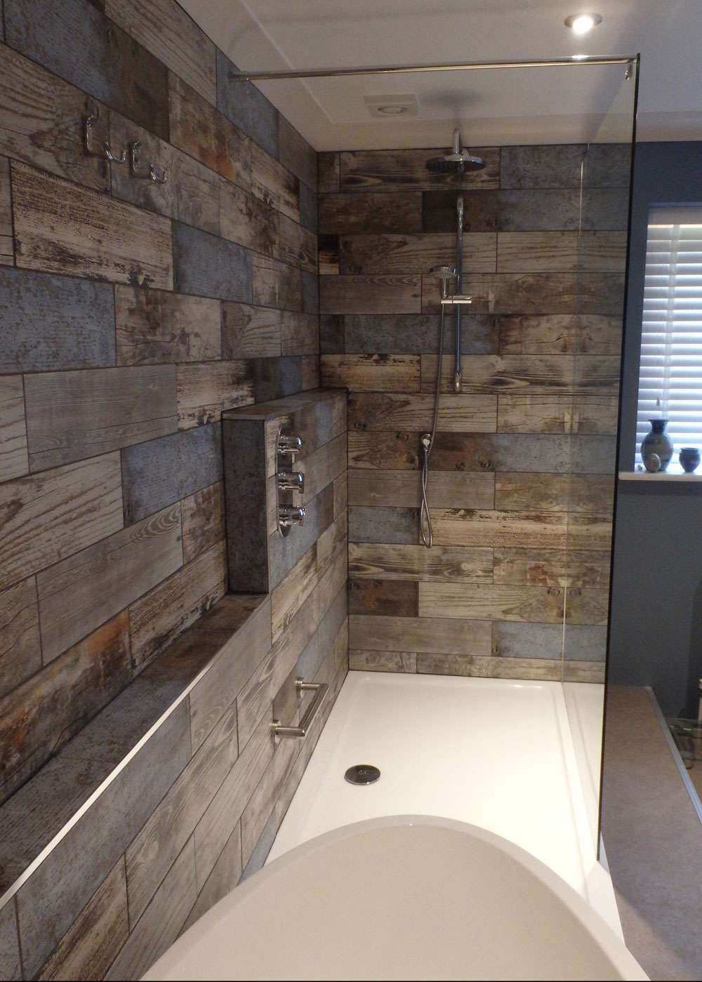 Wood Tiled Bathroom
 Reclaimed Wood Rachel s Bathroom Transformation Walls