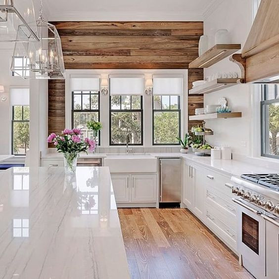 Wood Walls In Kitchen
 Farmhouse Kitchens with Fixer Upper style