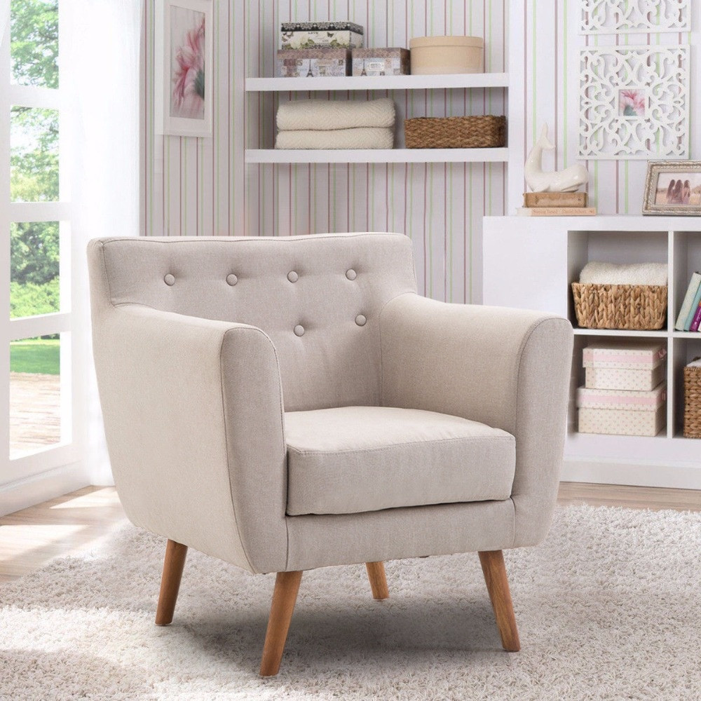 Wooden Chairs For Living Room
 Giantex Living Room Arm Chair Tufted Back Fabric
