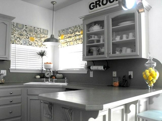 Yellow And Gray Kitchen Curtains
 gray and yellow faux roman shades