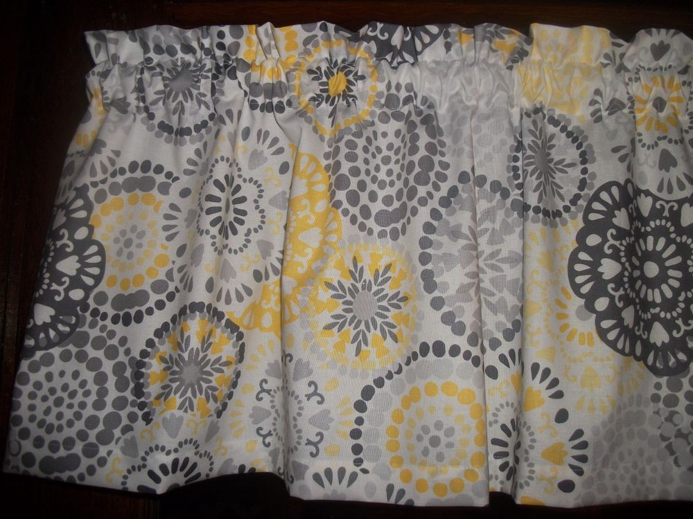 Yellow And Gray Kitchen Curtains
 Gray Yellow Circle Polka Dot retro waverly fabric kitchen