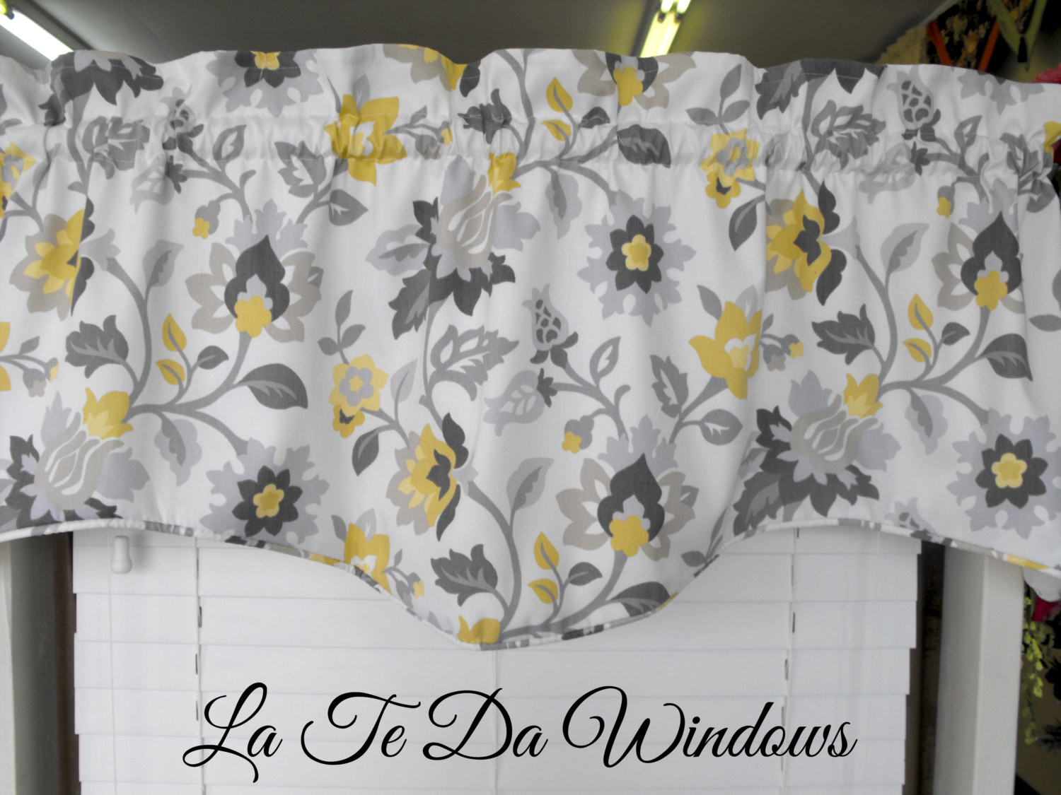 Yellow And Gray Kitchen Curtains
 Window Treatment Valance Gray yellow charcoal by LaTeDaWindows