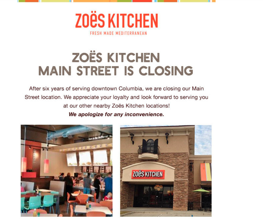 Zoes Kitchen White Marsh
 Zoes Kitchen Locations
