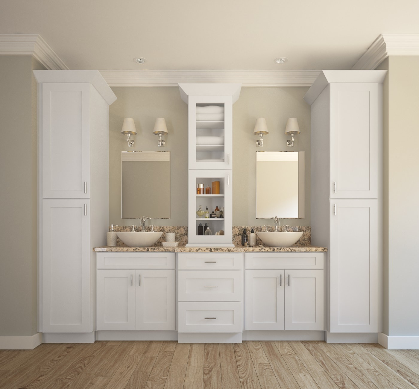 Bathroom Utility Cabinet
 Aspen White Shaker Ready to Assemble Bathroom Vanities