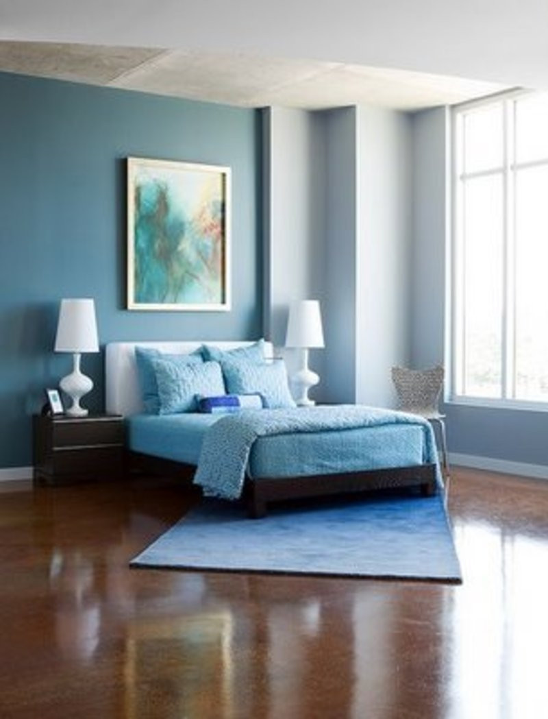 Blue Bedroom Color
 Modern Cute Blue And Brown Bedroom Interior Decoration