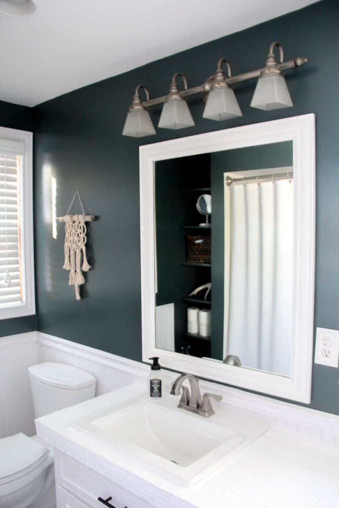 Green Bathroom Walls
 How to Paint Tile Countertops and our Modern Bathroom