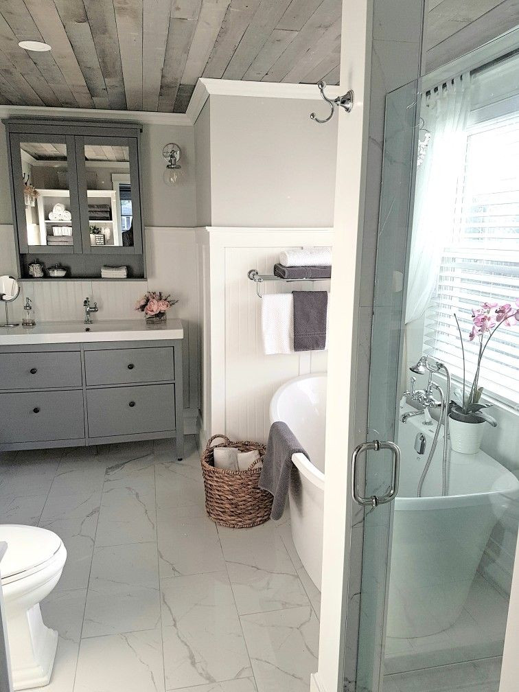 Hemnes Bathroom Vanity
 Ikea Hemnes Vanity and Cabinet with Barnboard Ceiling