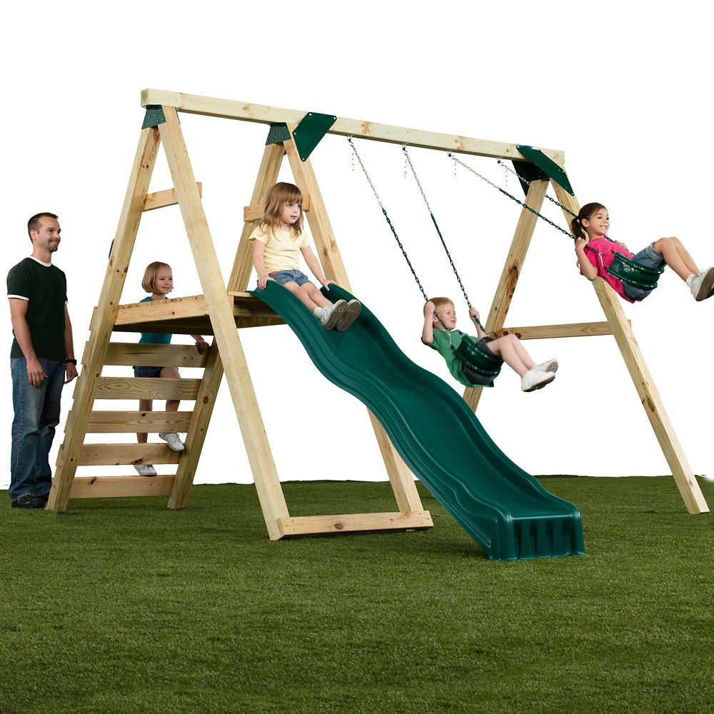 Home Depot Kids Swing Sets
 Timber Bilt Pine Bluff Play Set Just Add 4x4 s and Slide