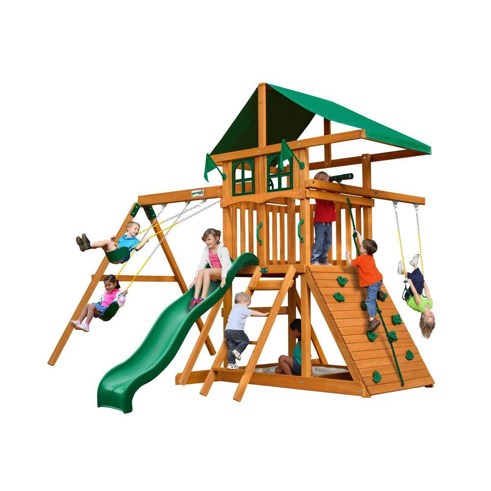 Home Depot Kids Swing Sets
 Gorilla Playsets Outing Deluxe Cedar Swing Set 01 0060