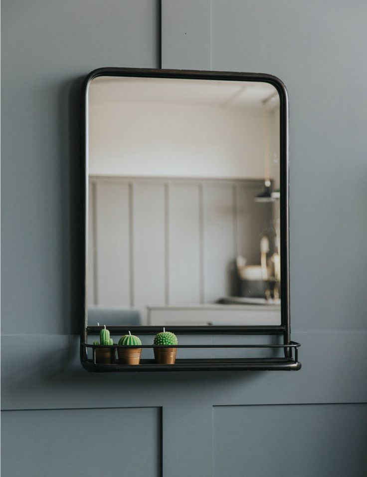 Industrial Style Bathroom Mirror
 Industrial Mirror with Shelf