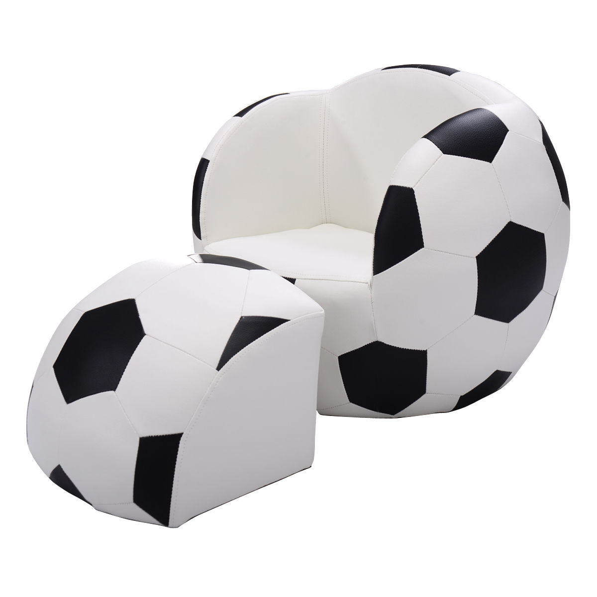 Kids Football Chair
 Soccer Ball Football Shaped Cushioned Kids Chair w Ottoman