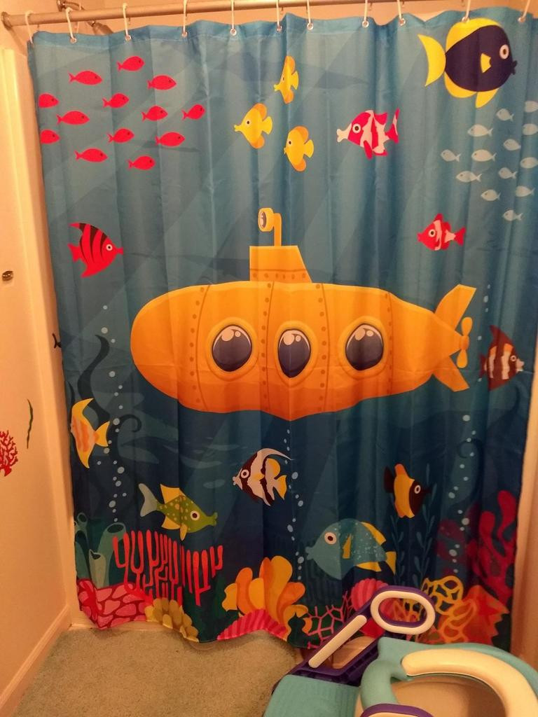 Kids Nautical Bathroom
 Kids Nautical Yellow Cute Submarine Shower Curtain
