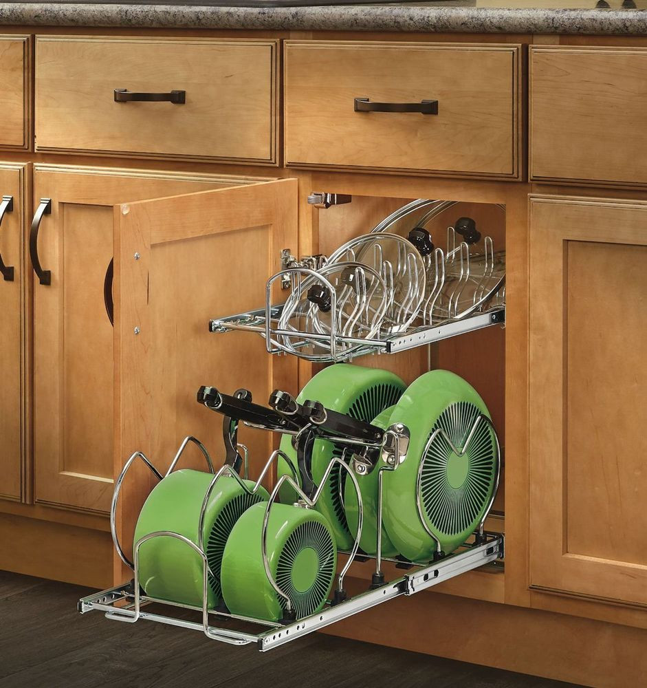 Kitchen Pots And Pans Organizer
 Pull Out 2 Tier Base Cabinet Cookware Organizer Kitchen