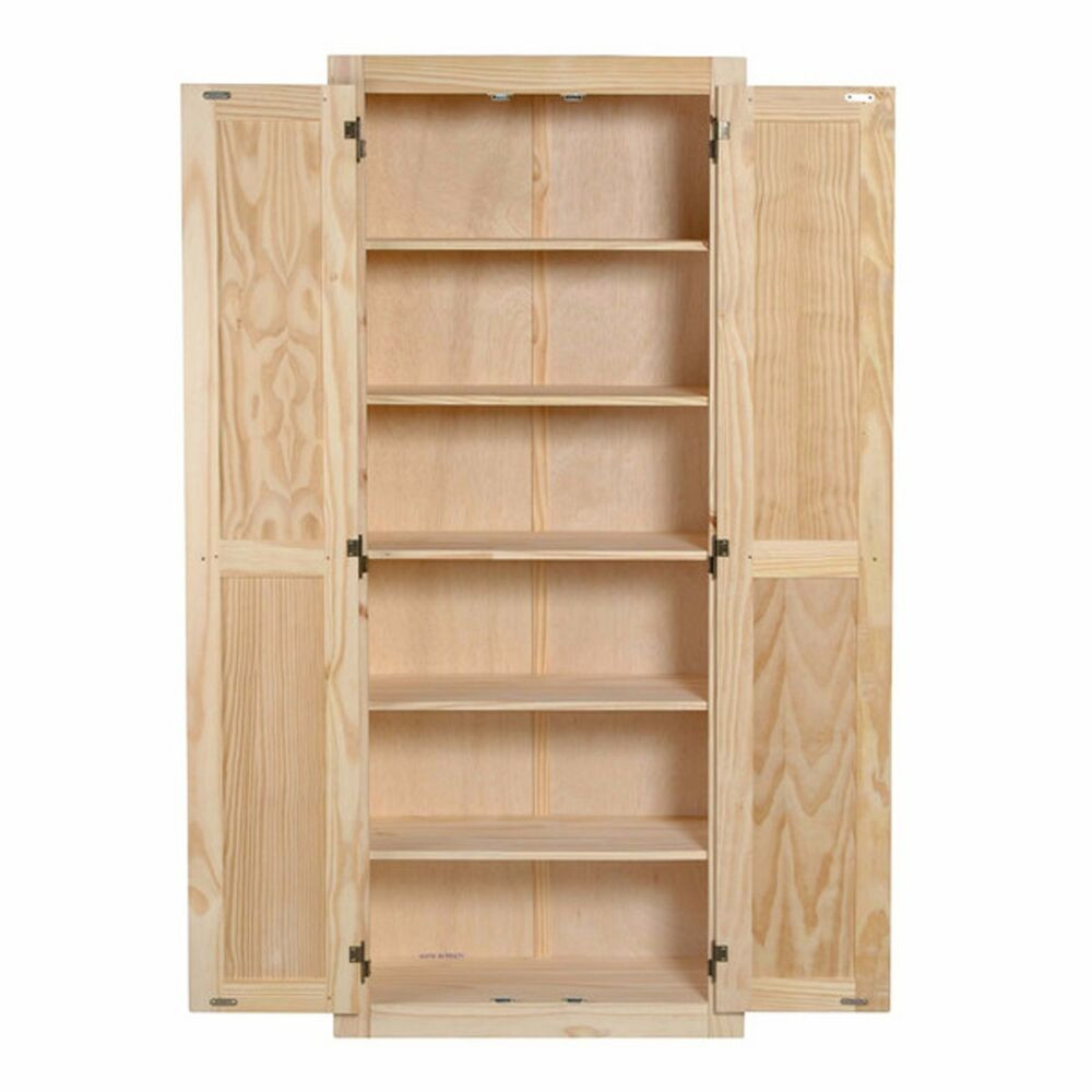 Kitchen Storage Pantry
 Kitchen Pantry Storage Cabinet Unfinished Pine Wood 6