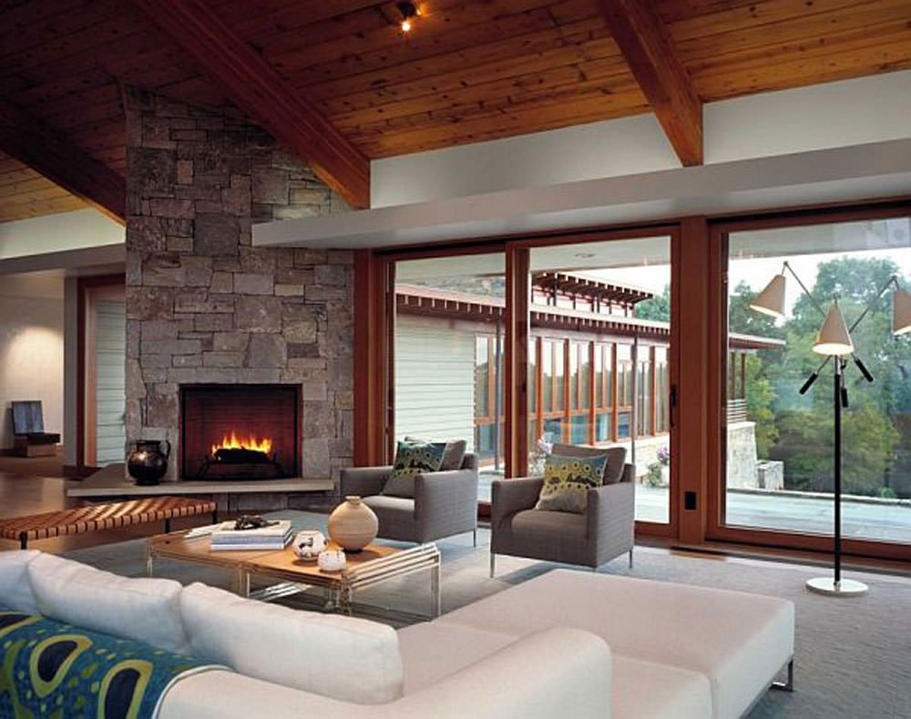 Modern Living Room With Fireplace
 
