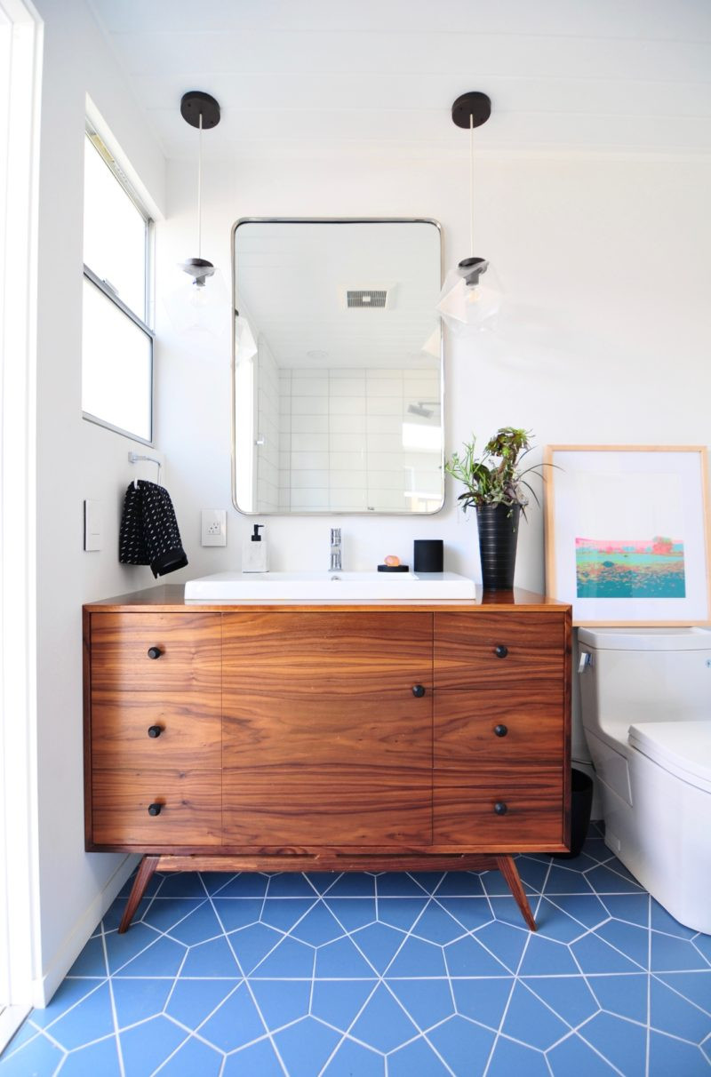 Modern Tile Bathroom
 Midcentury Meets Modern Bathroom