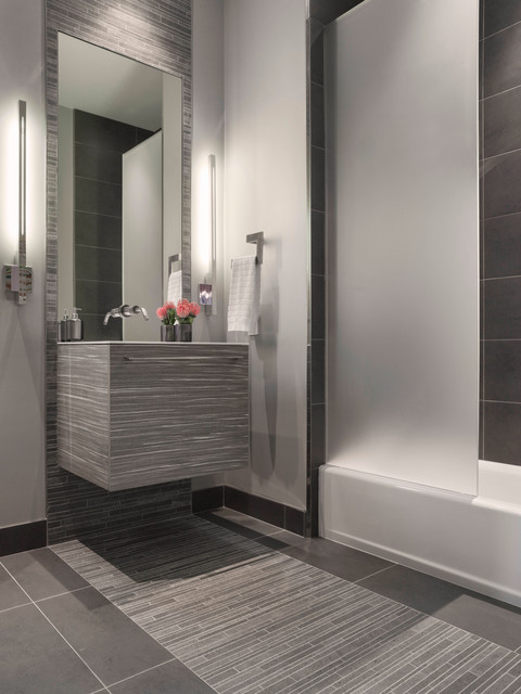 Modern Tile Bathroom
 Modern Gray Mosaic Tile Bathroom Contemporary Bathroom