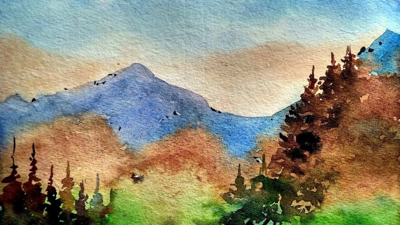 Mountain Landscape Painting
 HOW TO PAINT MOUNTAINS LANDSCAPE WATERCOLOR PAINTING