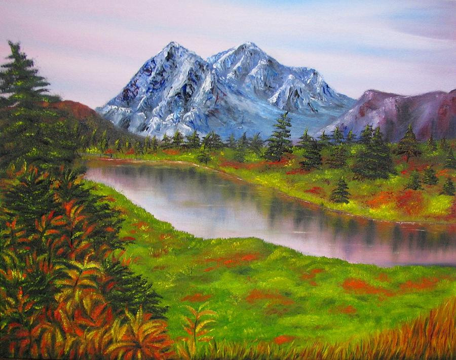 Mountain Landscape Painting
 Fall In Mountains Landscape Oil Painting Painting by