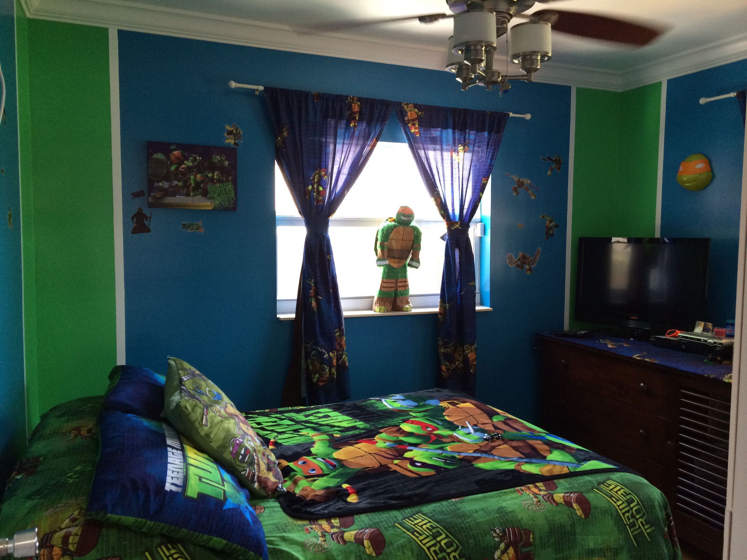 Ninja Turtles Bedroom Decorations
 Tmnt Room Jordel Blue and Green room