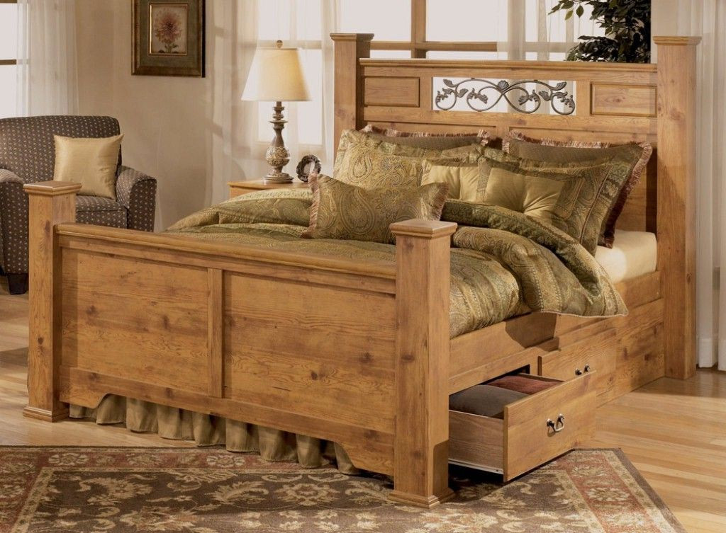 Rustic Pine Bedroom Furniture
 Rustic Pine Bedroom Furniture Brown Plank Wood Frame Bed