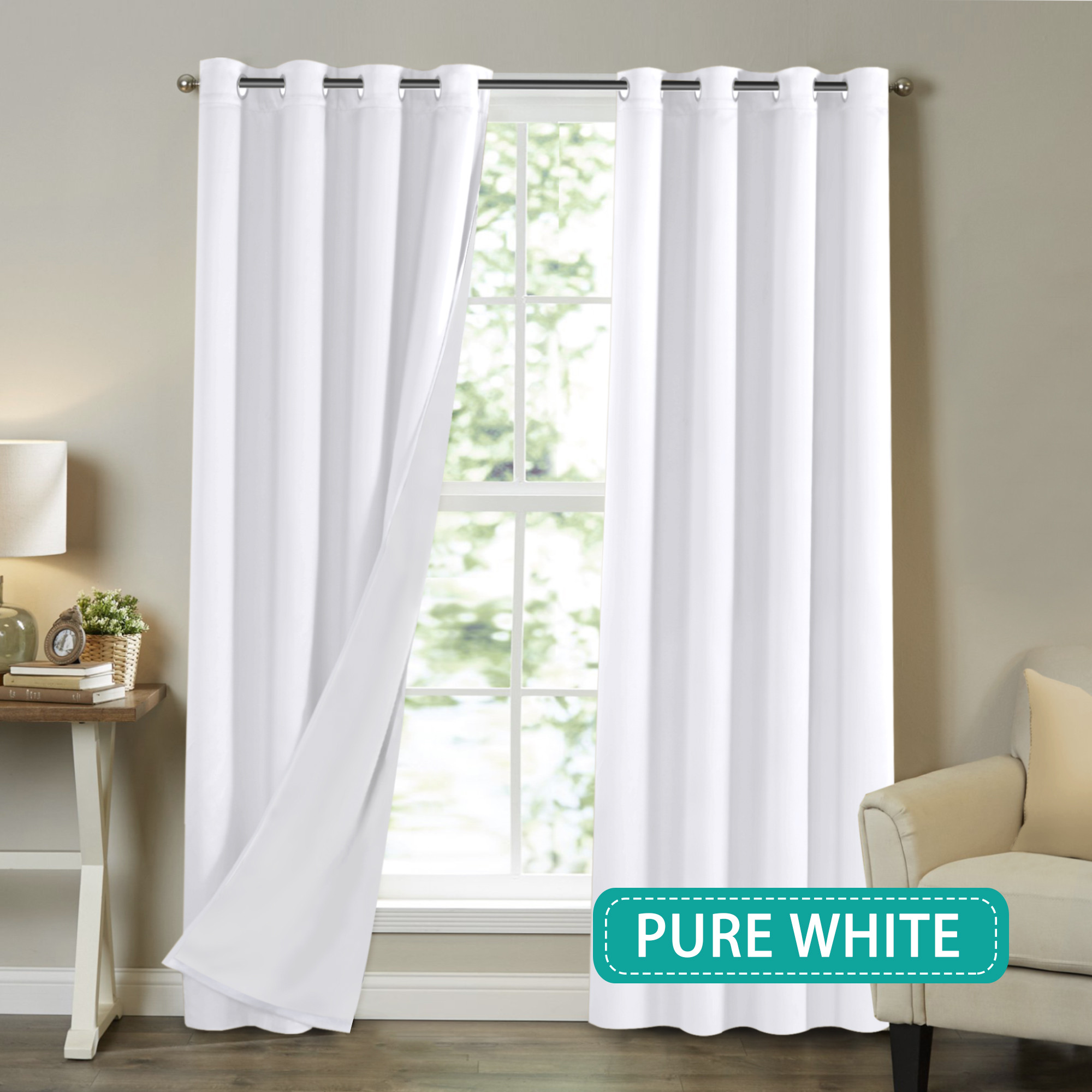 Walmart Curtains For Living Room
 Pure White Blackout Curtains for Bedroom Living Room Faux